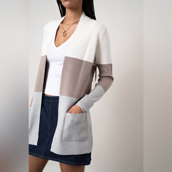 Cyrus Sweaters - Cyrus Colorblock Open Cardigan - Medium